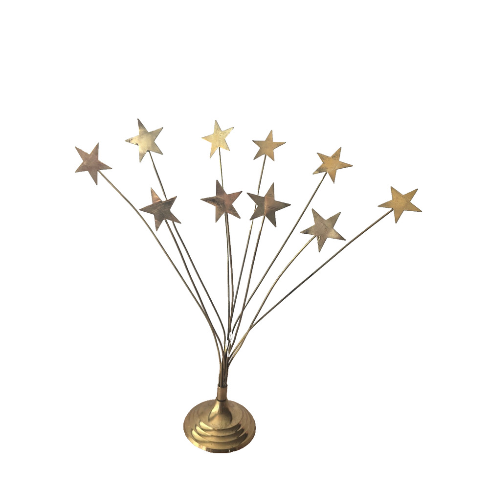 Vtg Gold Metal 10 Arm Star Photo Card